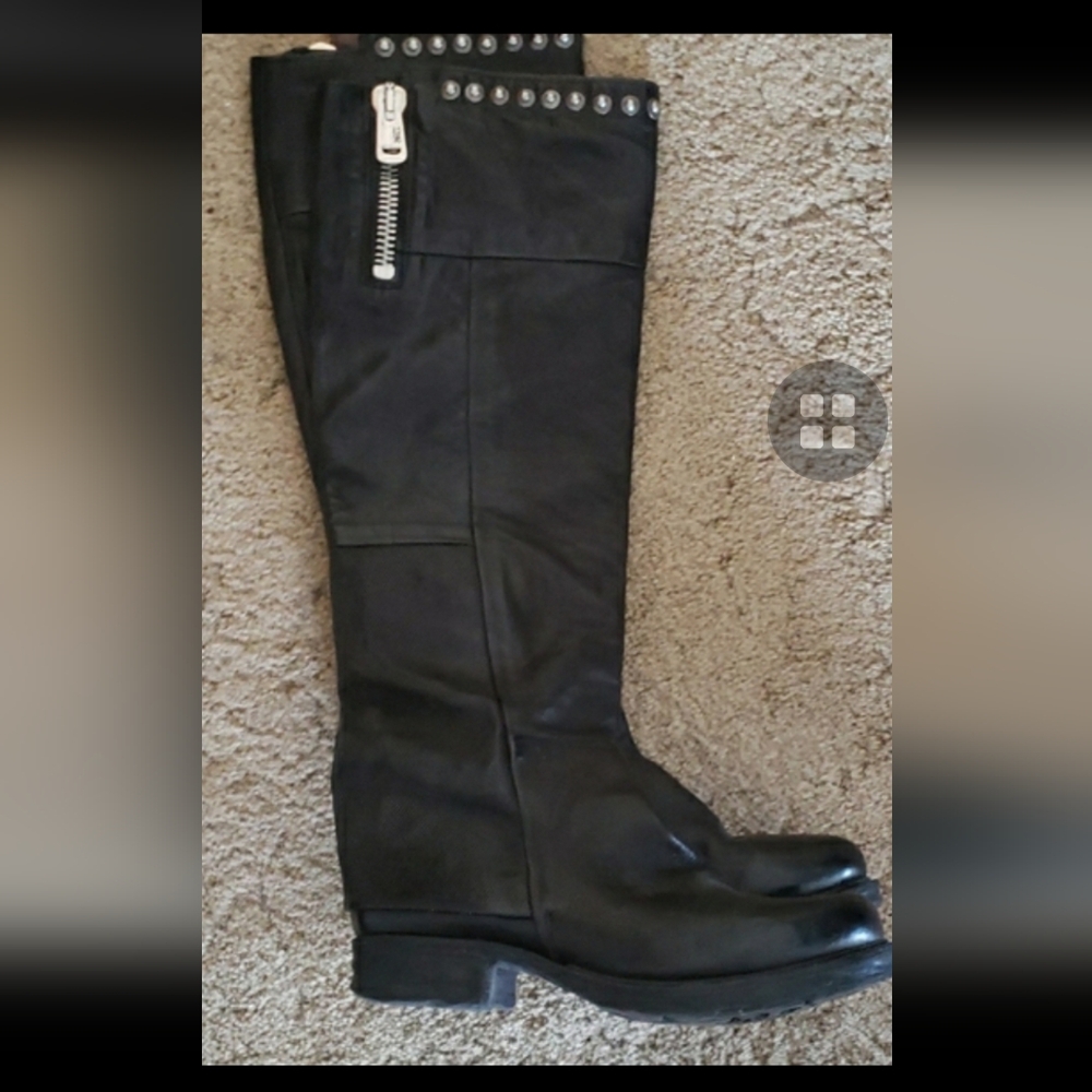A.S.98 Black Leather Combat Boots